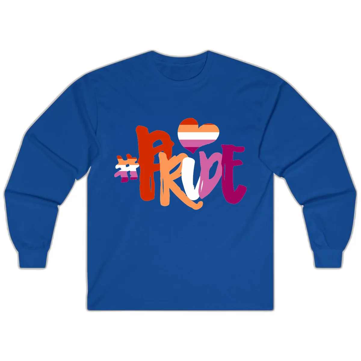Love Pride Heart Flag Design Long Sleeve in Royal