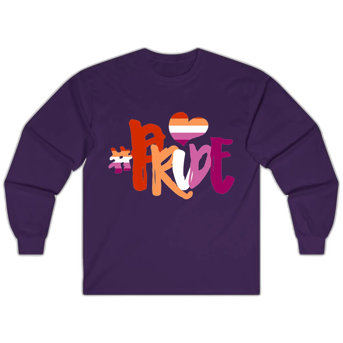 Love Pride Heart Flag Design Long Sleeve in Purple