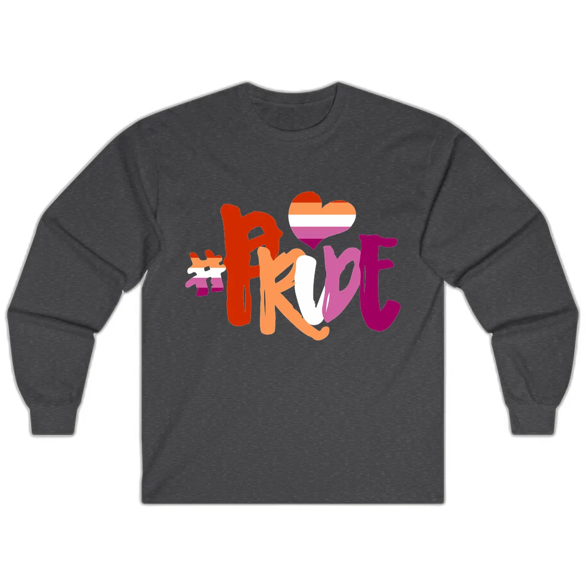 Love Pride Heart Flag Design Long Sleeve in Dark Heather