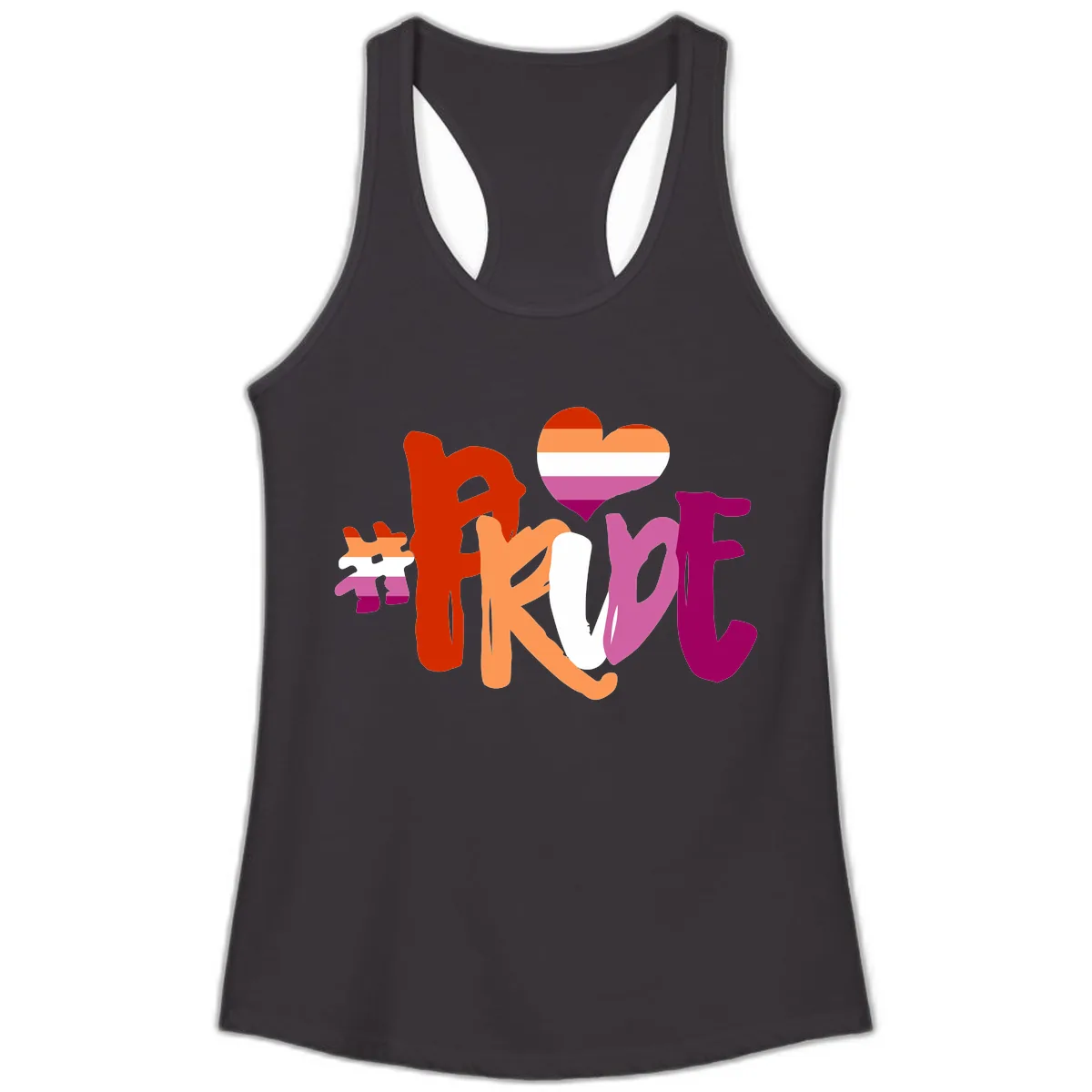 Love Pride Heart Flag Design Ladies Tank in Black