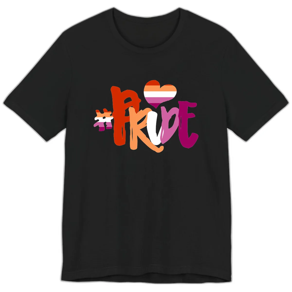 Love Pride Heart Flag Design Premium T-Shirt in Black