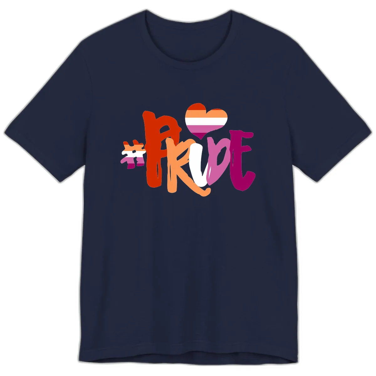 Love Pride Heart Flag Design Premium T-Shirt in Navy