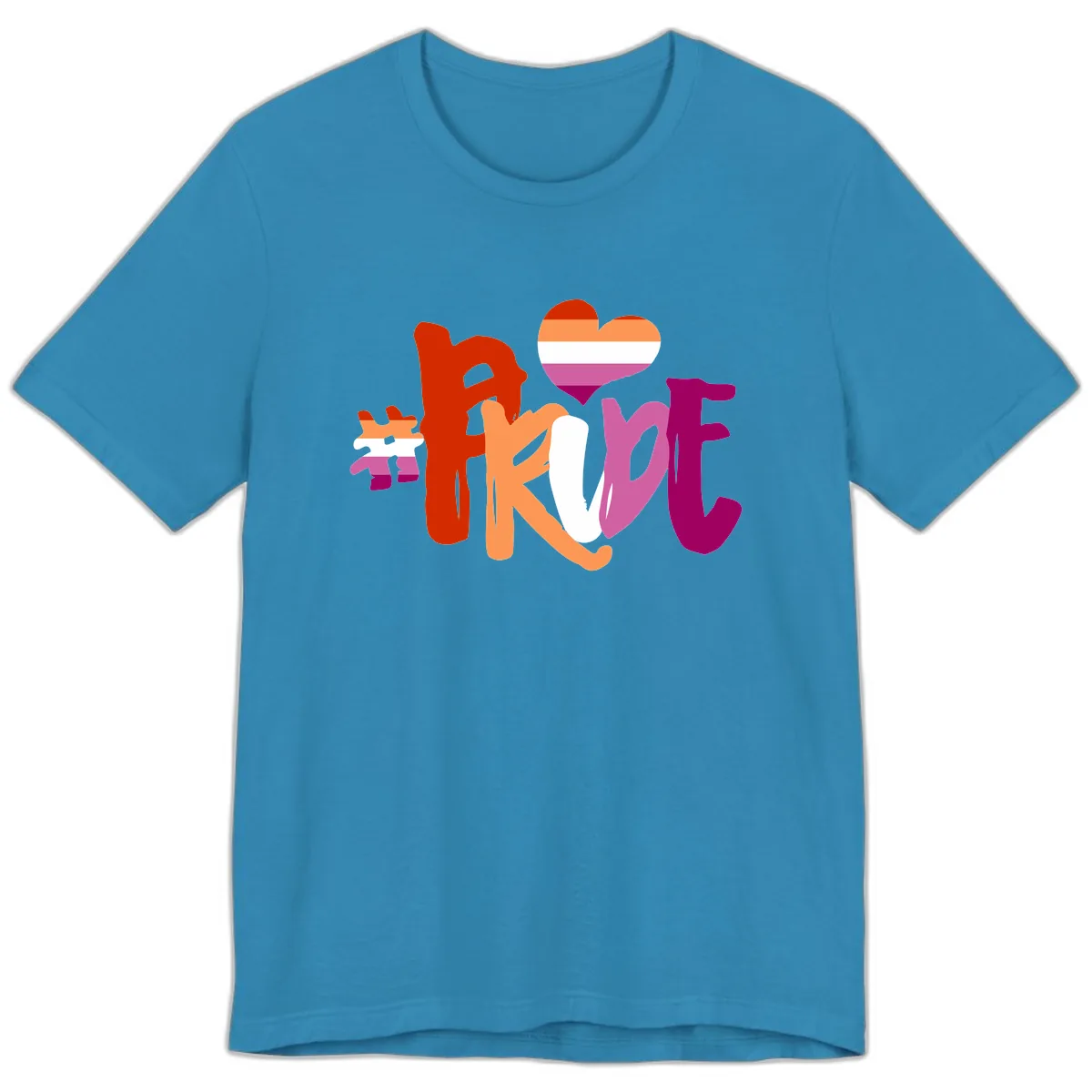 Love Pride Heart Flag Design Premium T-Shirt in Aqua