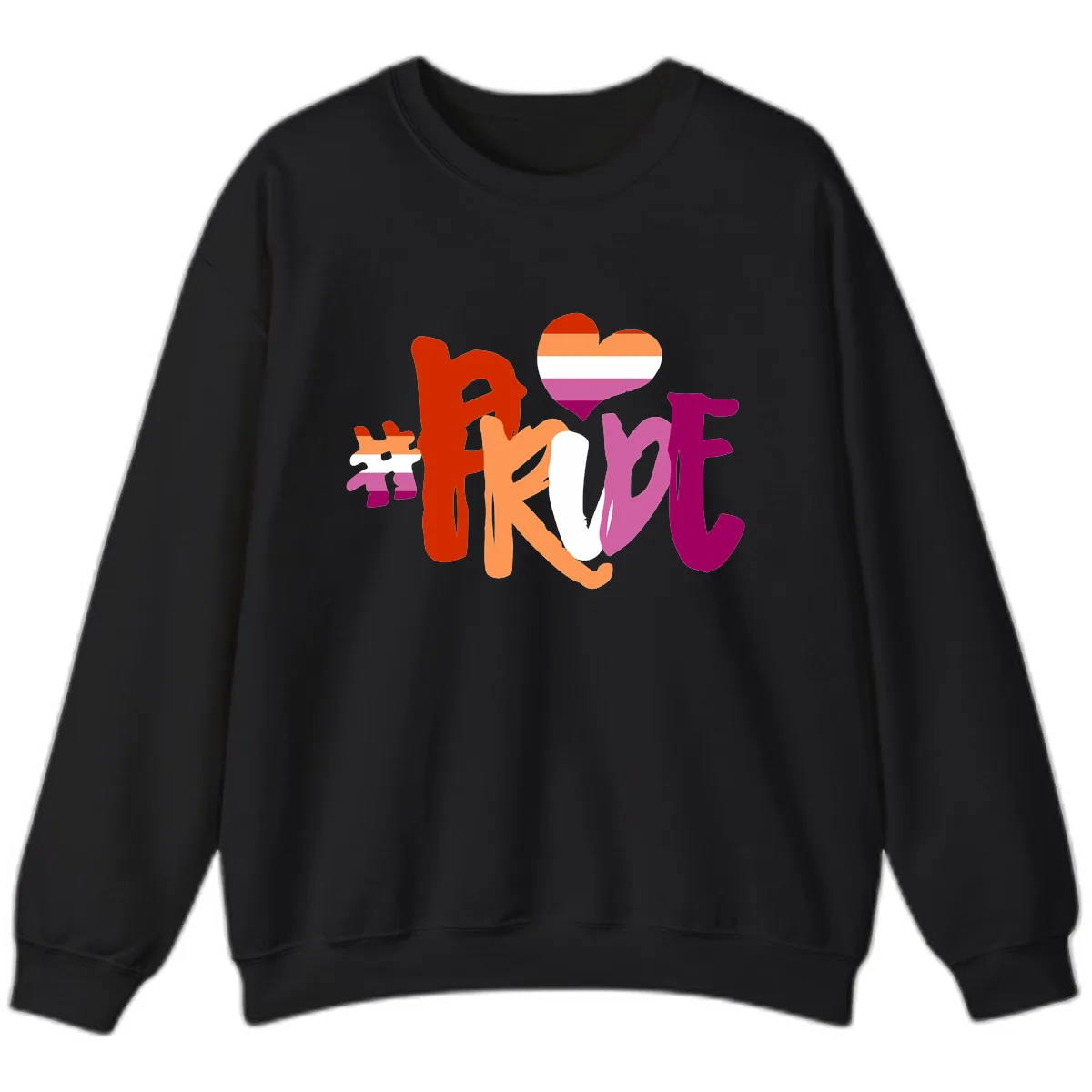 Love Pride Heart Flag Design Sweatshirt in Black