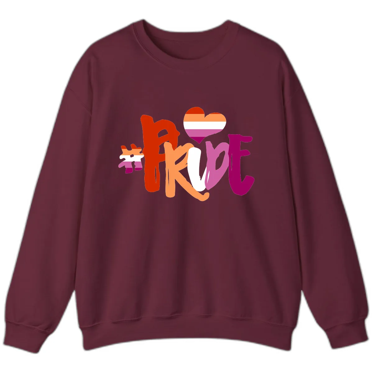 Love Pride Heart Flag Design Sweatshirt in Maroon