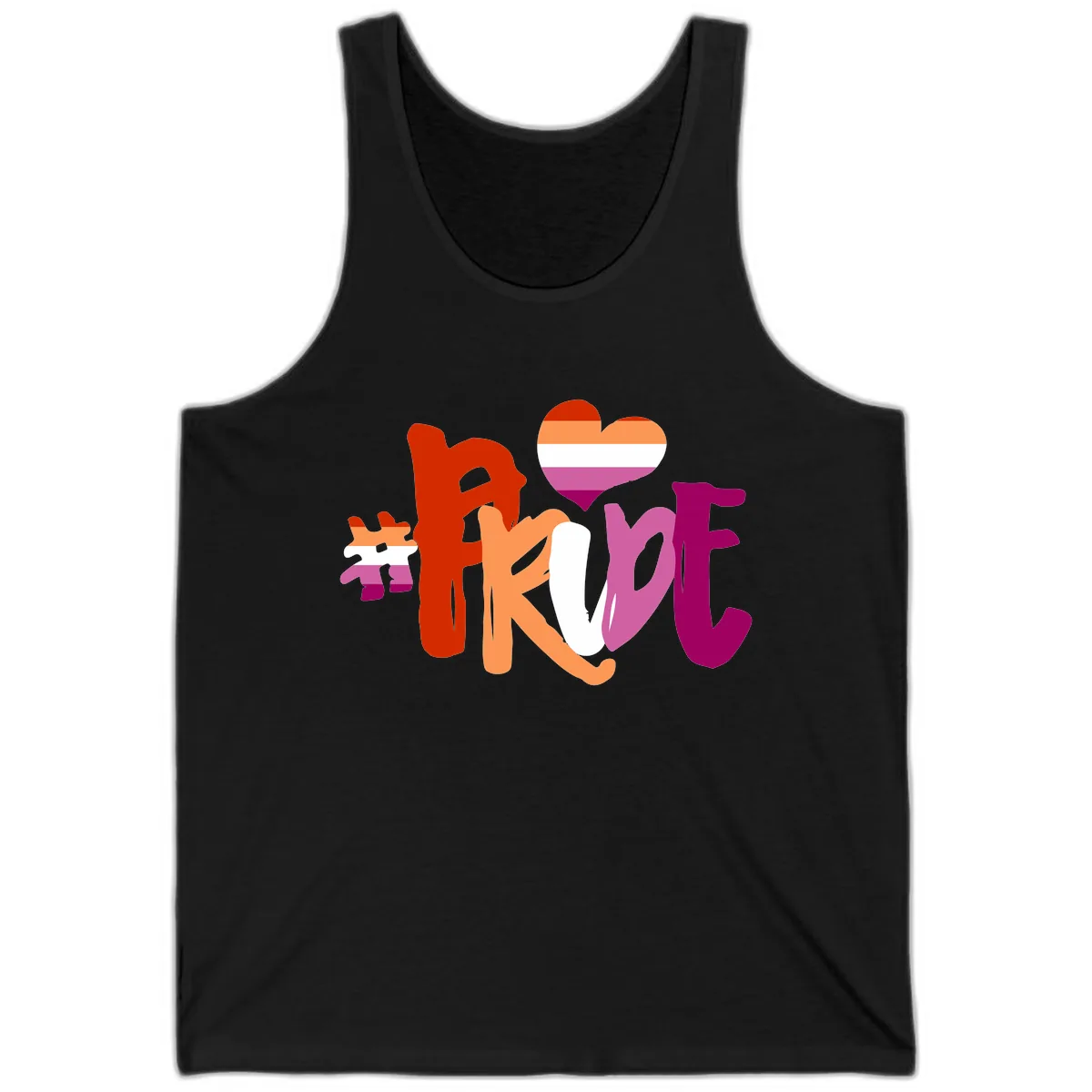 Love Pride Heart Flag Design Tank in Black