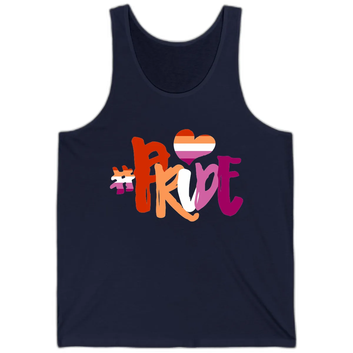 Love Pride Heart Flag Design Tank in Navy