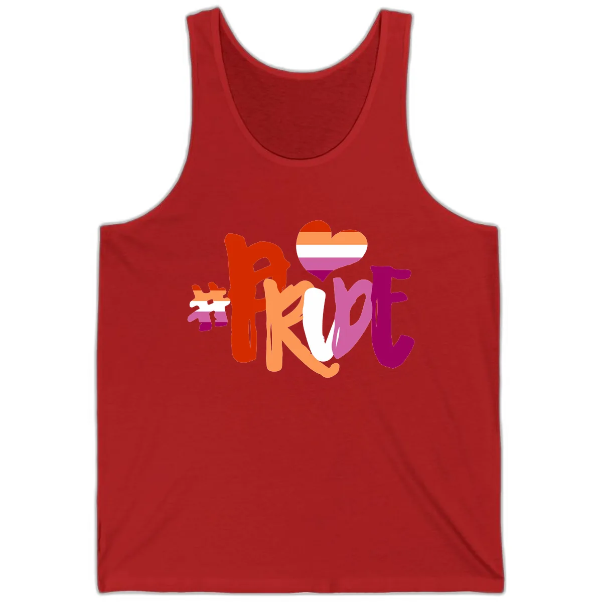 Love Pride Heart Flag Design Tank in Red