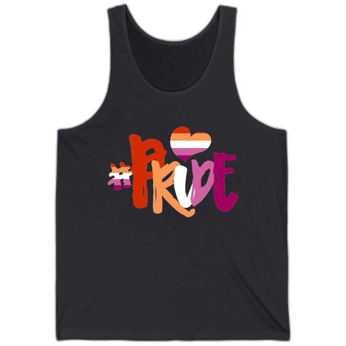 Love Pride Heart Flag Design Tank in Dark Grey