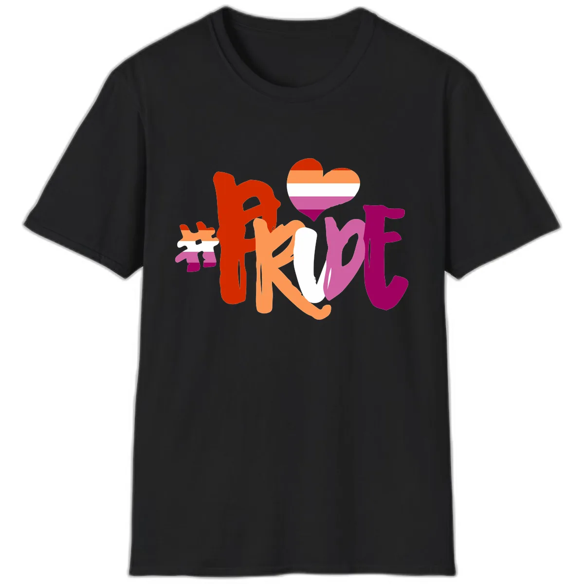 Love Pride Heart Flag Design T-Shirt in Black
