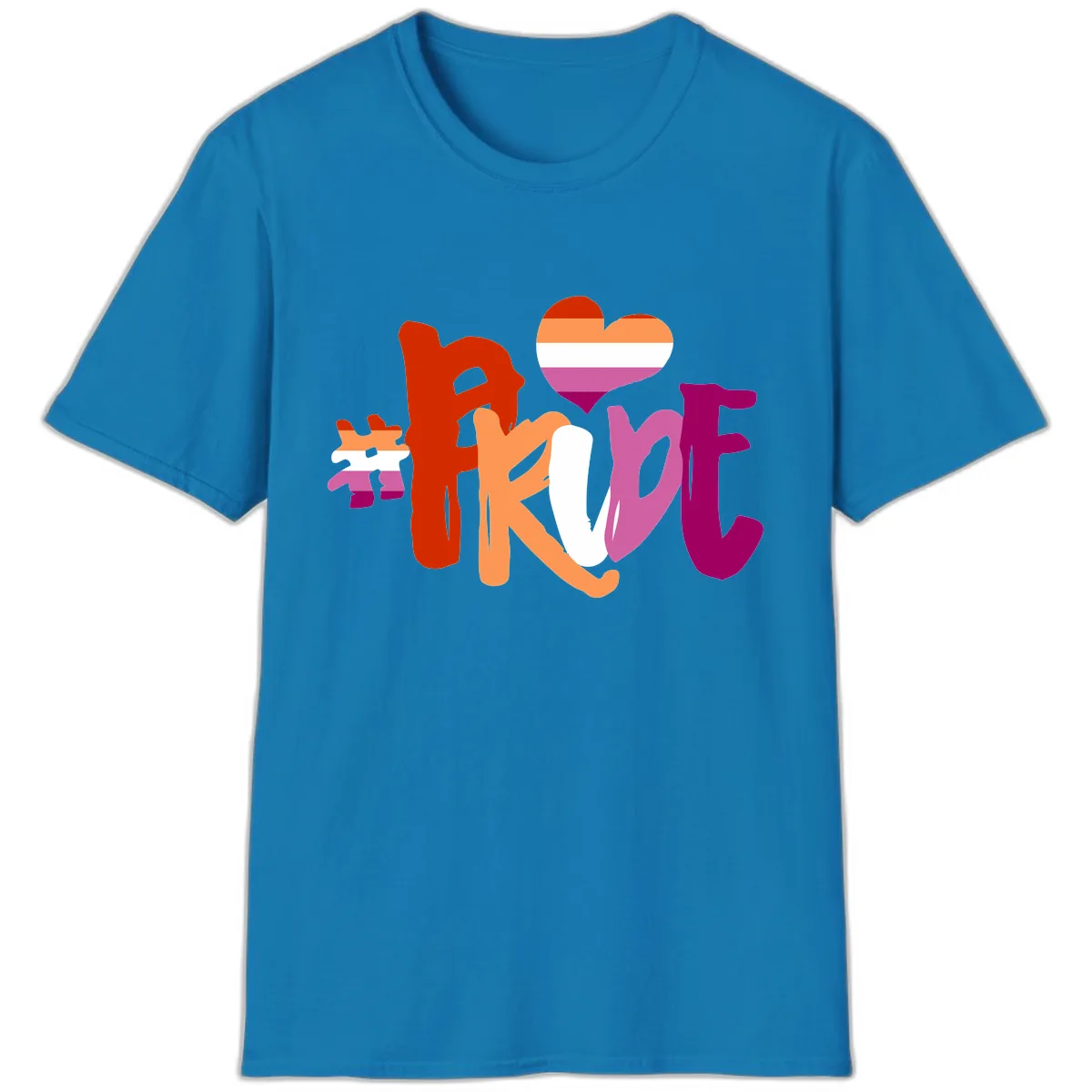 Love Pride Heart Flag Design T-Shirt in Sapphire