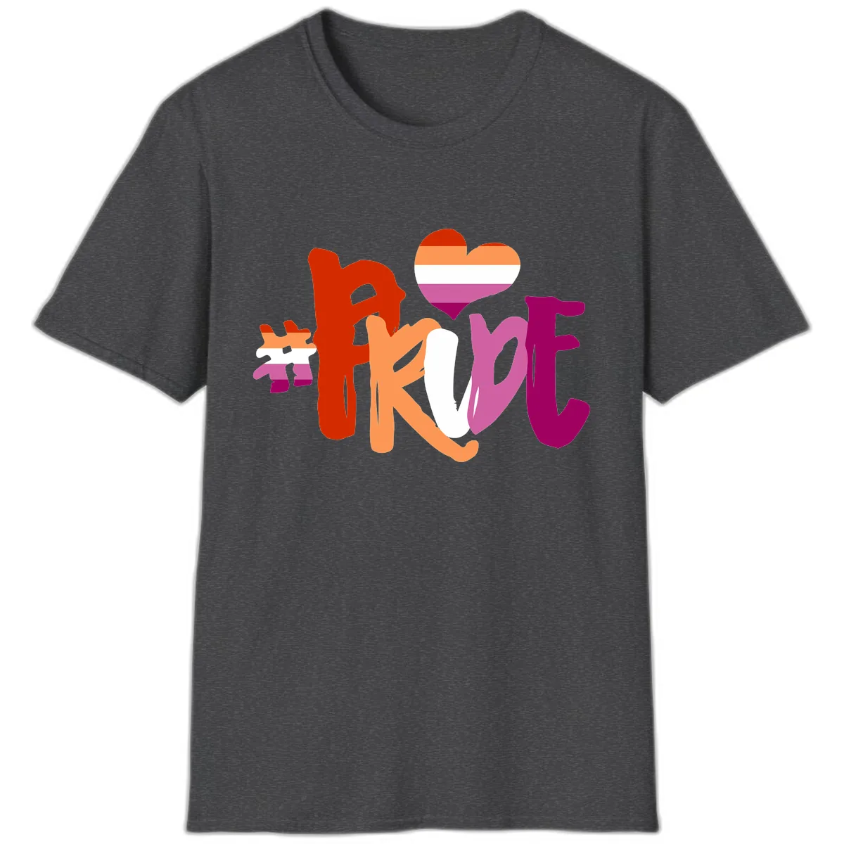 Love Pride Heart Flag Design T-Shirt in Dark Heather