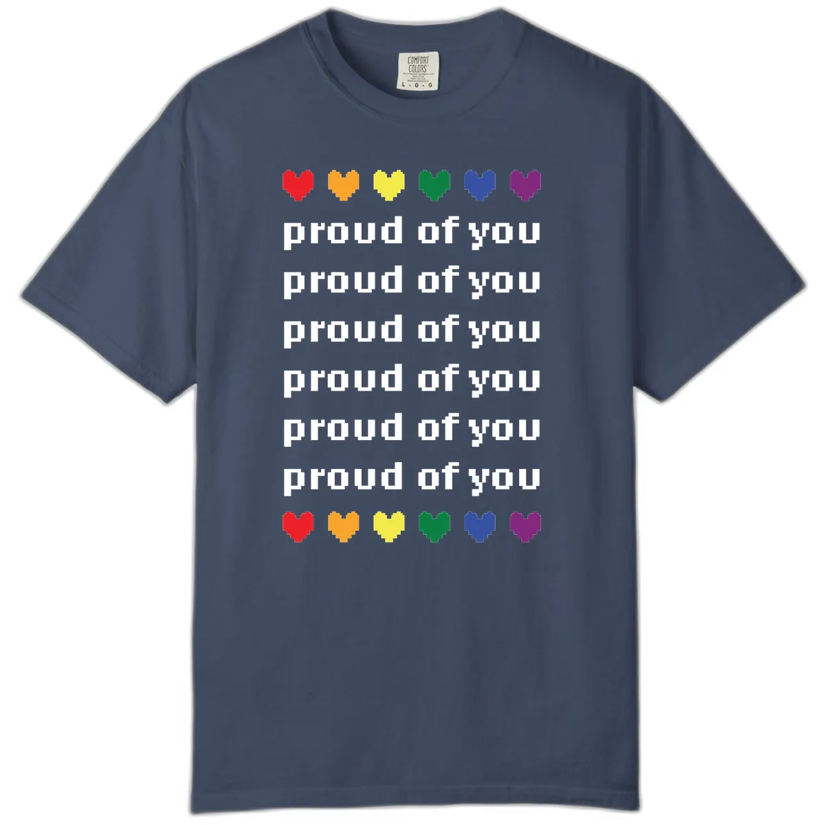 Proud Of You Rainbow Hearts Comfort Color in Midnight