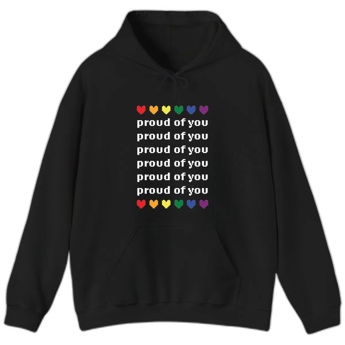 Proud Of You Rainbow Hearts Hoodie in Black