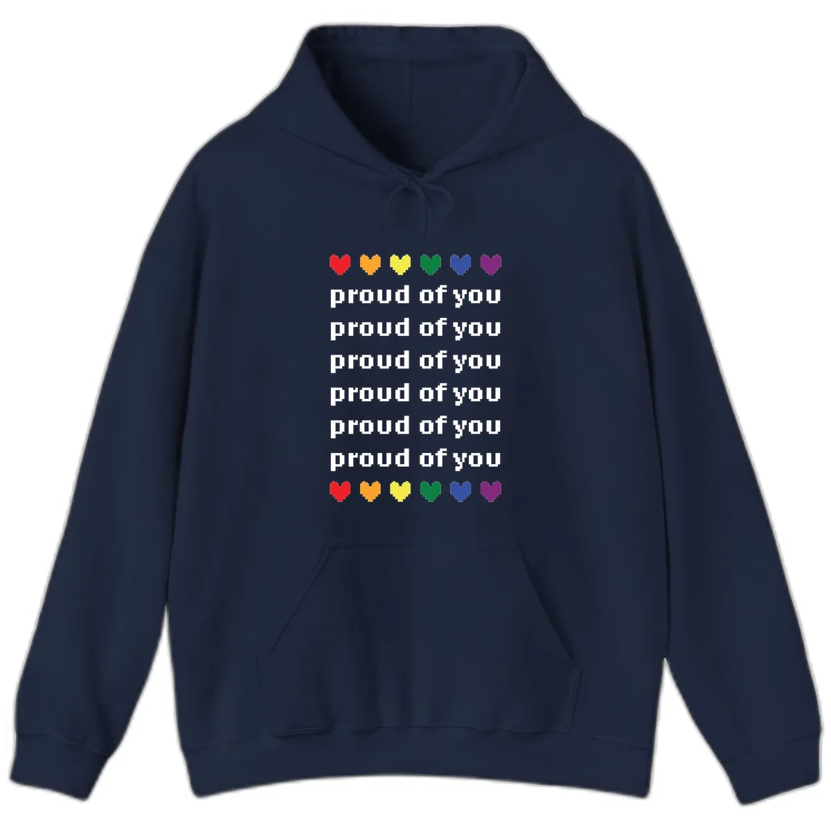 Proud Of You Rainbow Hearts Hoodie in Navy
