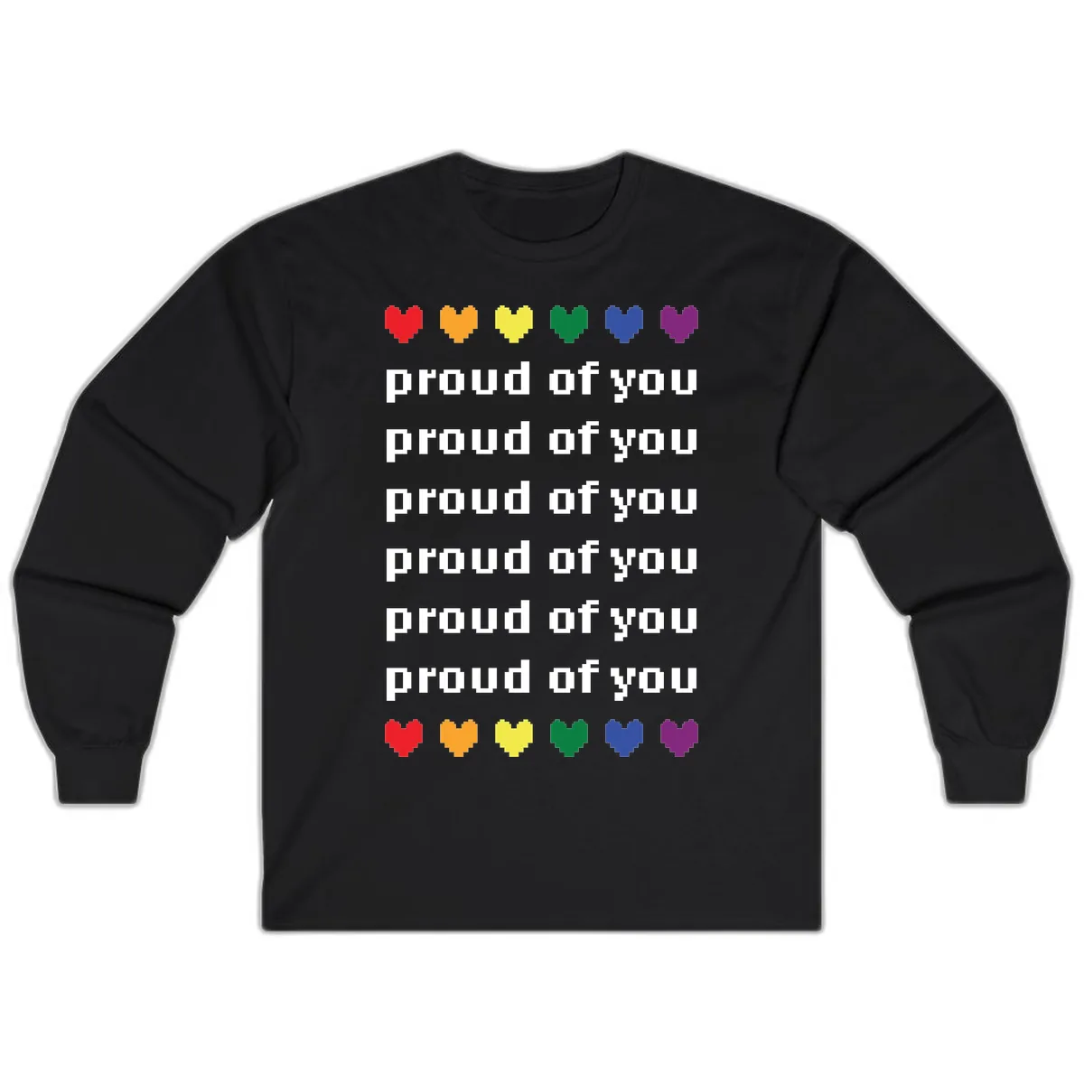 Proud Of You Rainbow Hearts Long Sleeve in Black