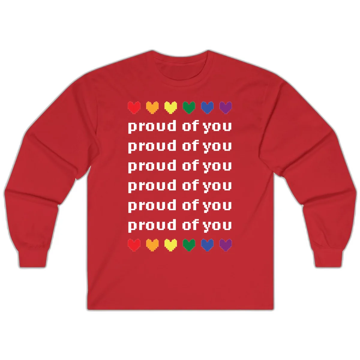 Proud Of You Rainbow Hearts Long Sleeve in Red