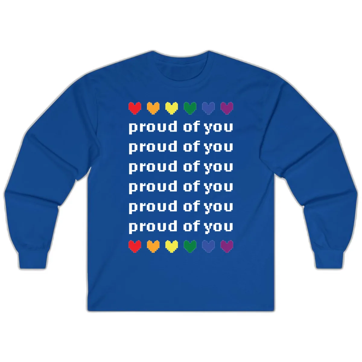 Proud Of You Rainbow Hearts Long Sleeve in Royal
