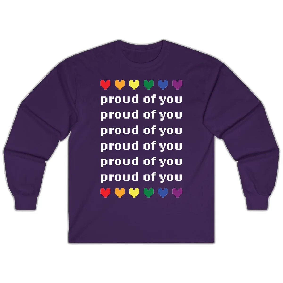 Proud Of You Rainbow Hearts Long Sleeve in Purple