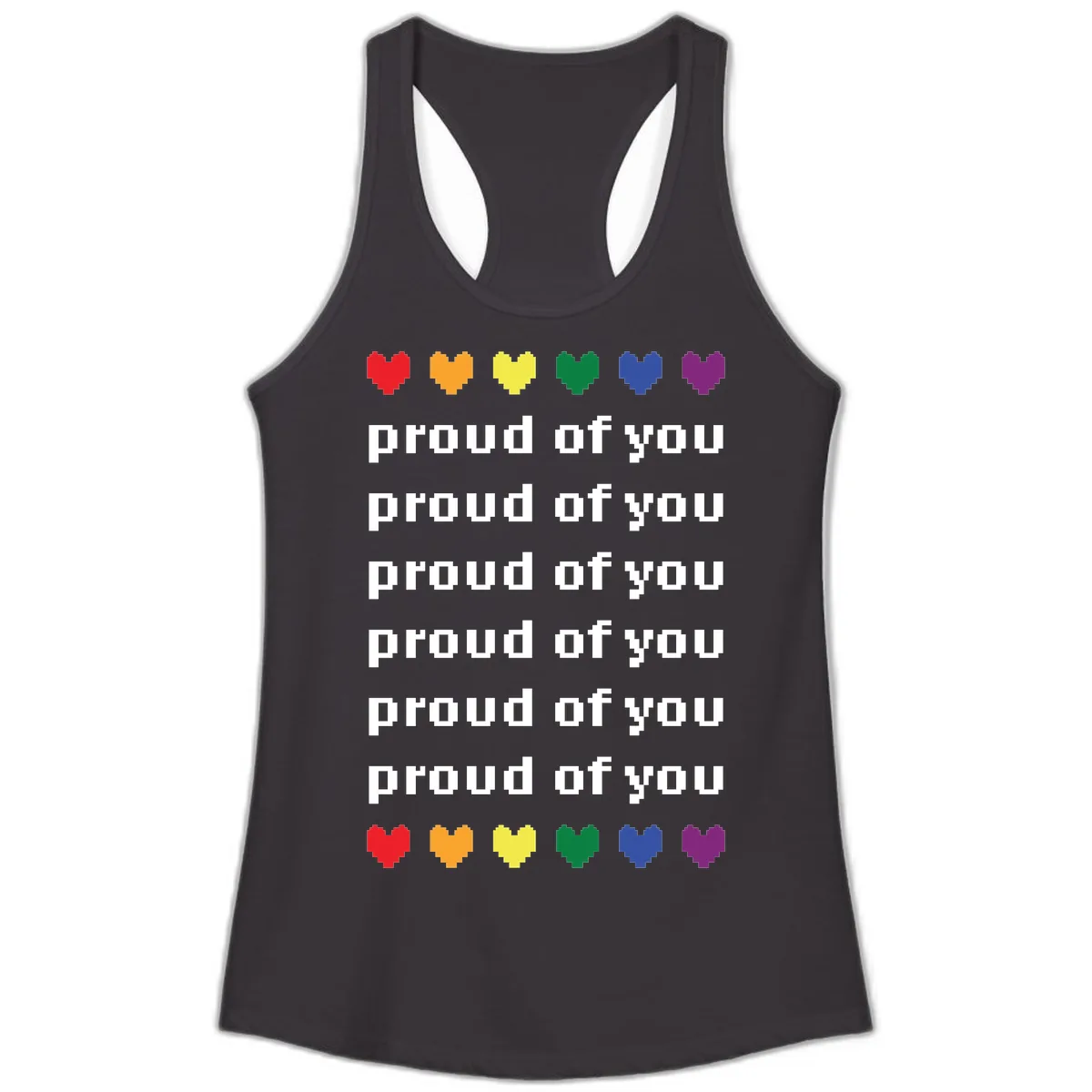 Proud Of You Rainbow Hearts Ladies Tank in Black