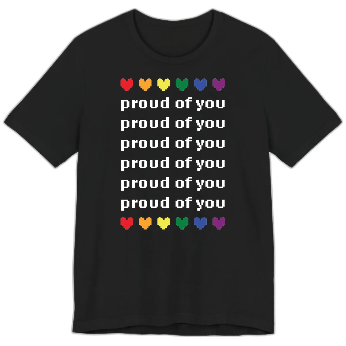 Proud Of You Rainbow Hearts Premium T-Shirt in Black