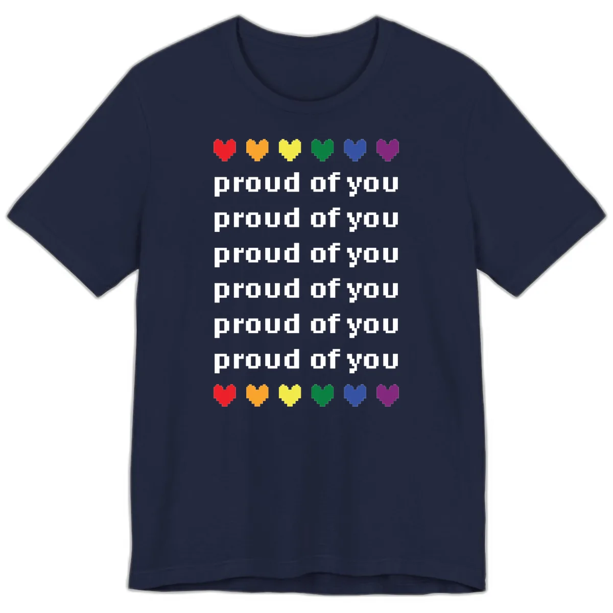 Proud Of You Rainbow Hearts Premium T-Shirt in Navy