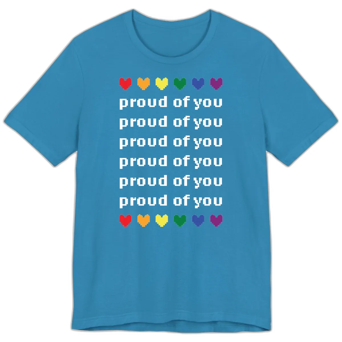 Proud Of You Rainbow Hearts Premium T-Shirt in Aqua