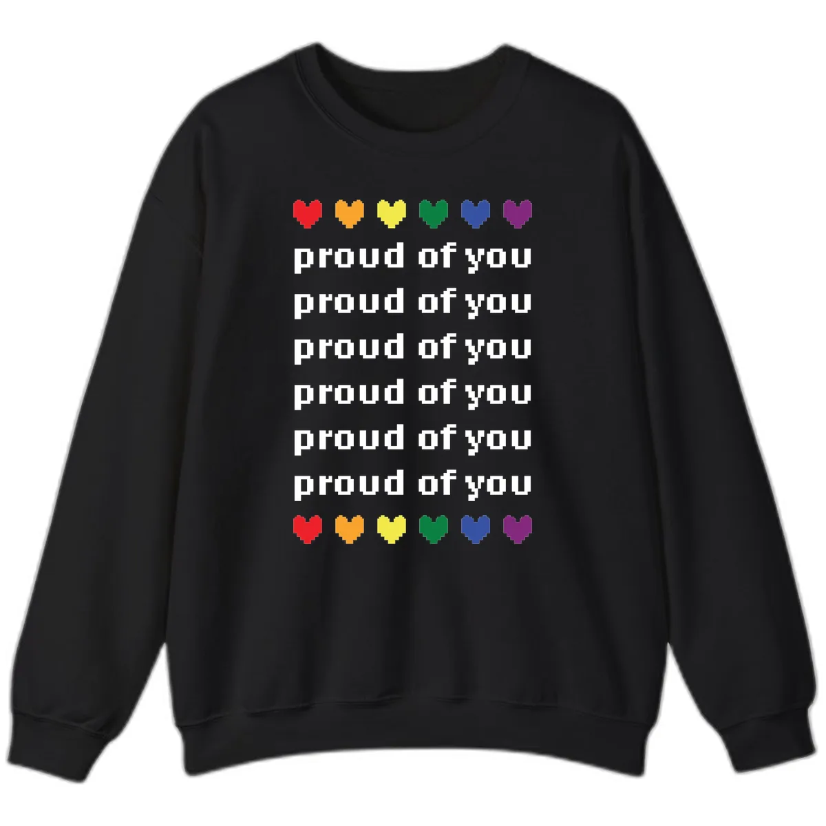 Proud Of You Rainbow Hearts Sweatshirt in Black
