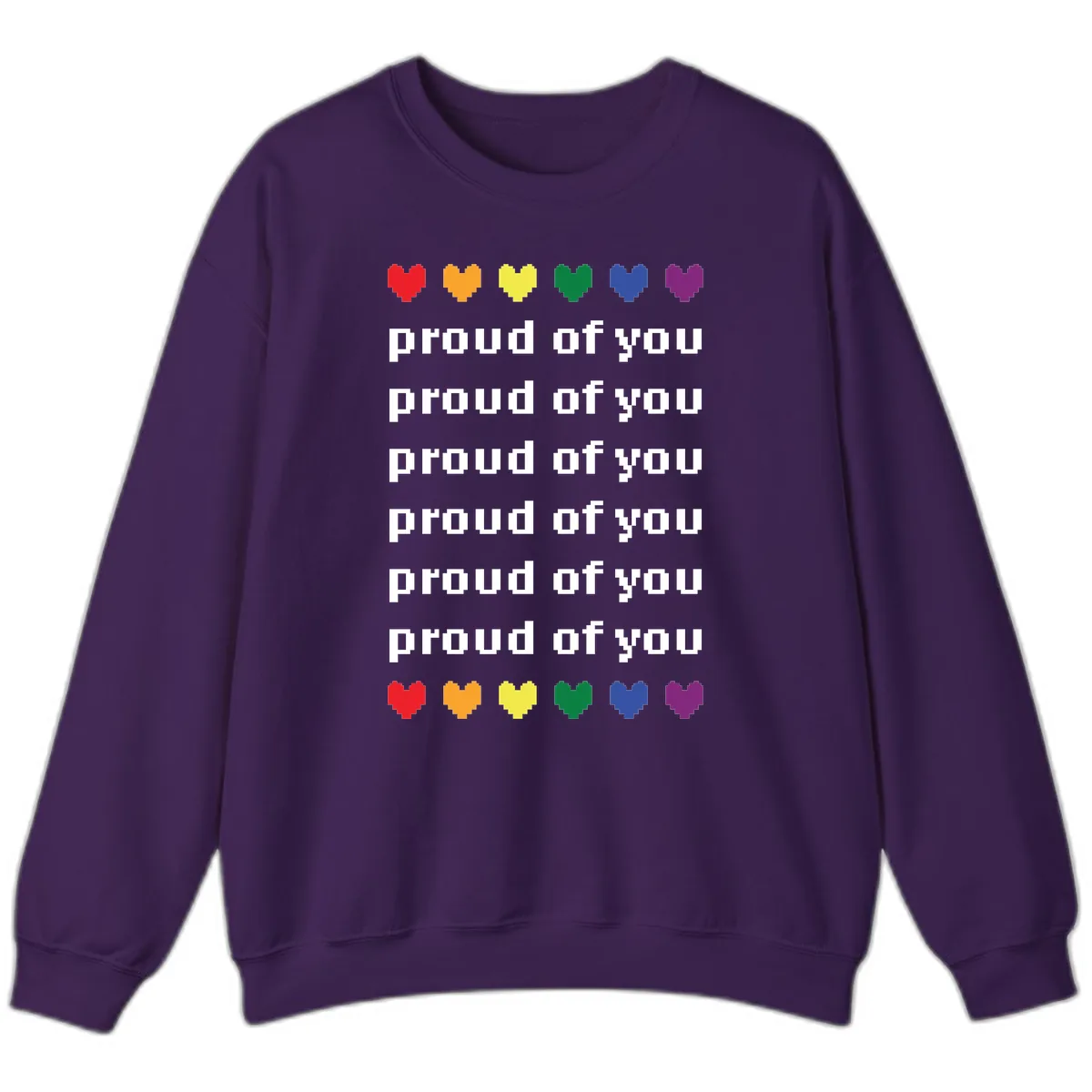 Proud Of You Rainbow Hearts Sweatshirt in Purple