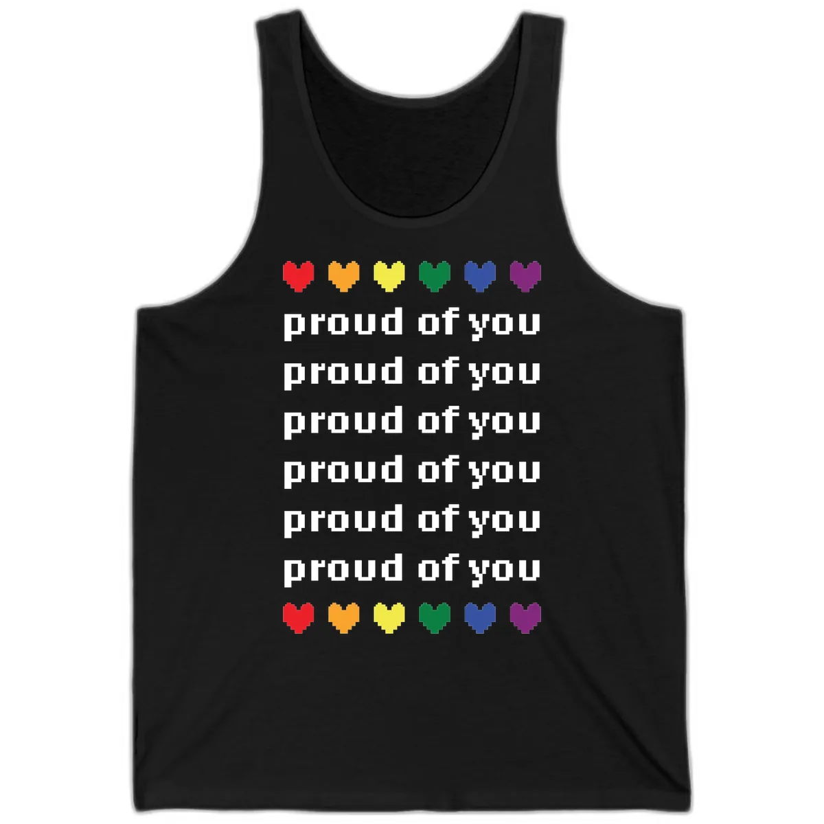 Proud Of You Rainbow Hearts Tank in Black