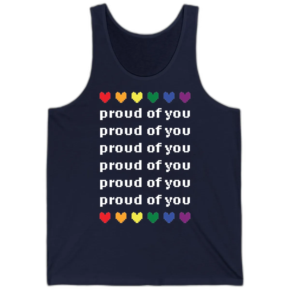 Proud Of You Rainbow Hearts Tank in Navy