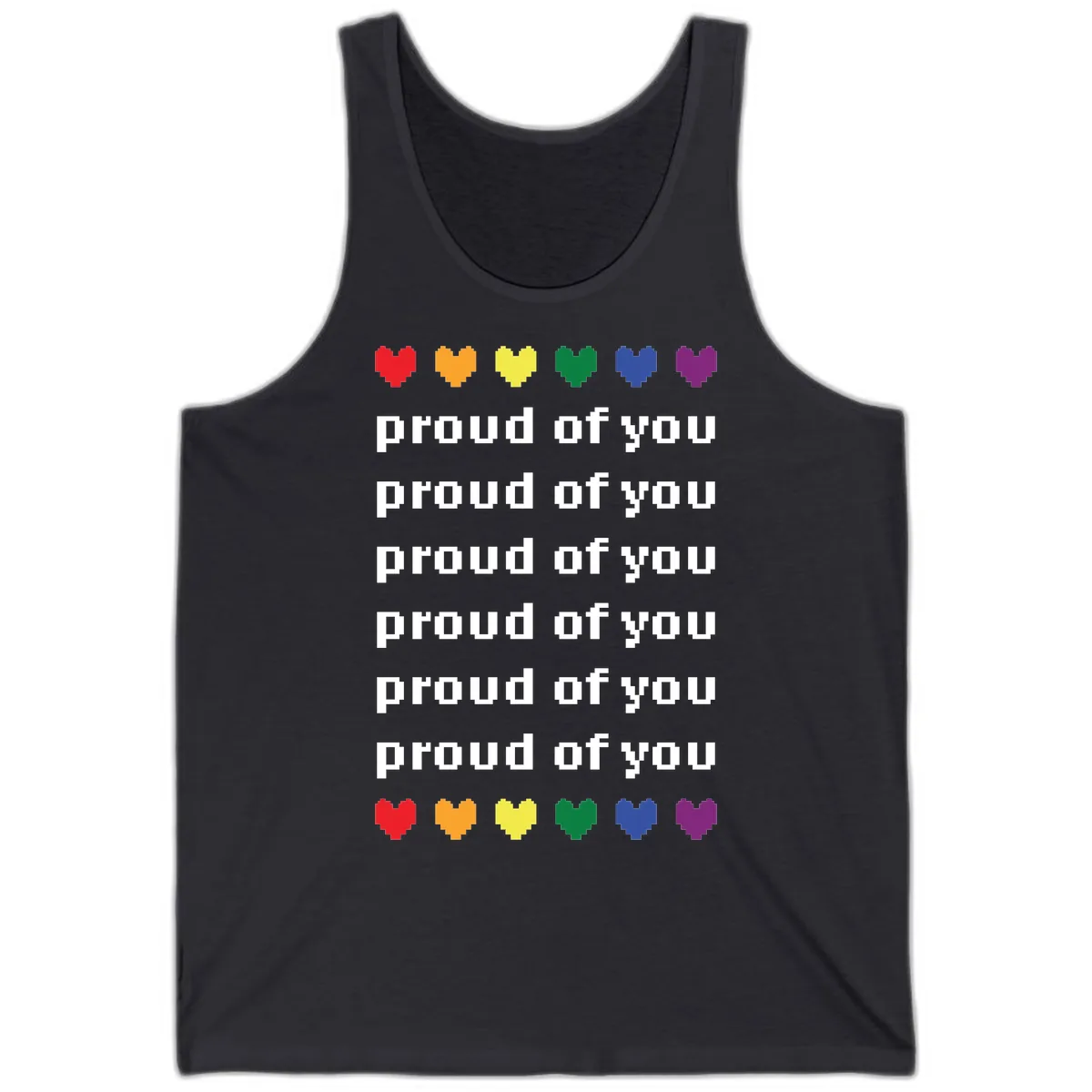 Proud Of You Rainbow Hearts Tank in Dark Grey