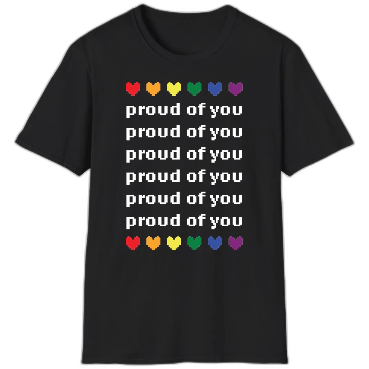 Proud Of You Rainbow Hearts T-Shirt in Black