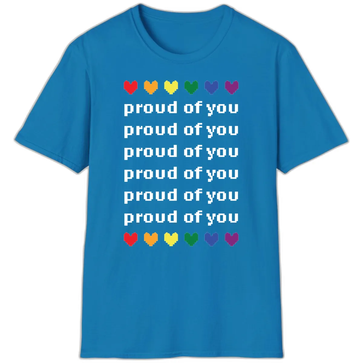 Proud Of You Rainbow Hearts T-Shirt in Sapphire