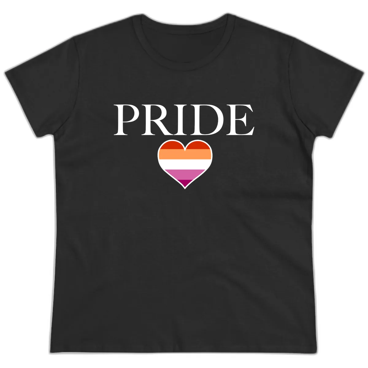 Pride Heart Flag Design Ladies Tee in Black