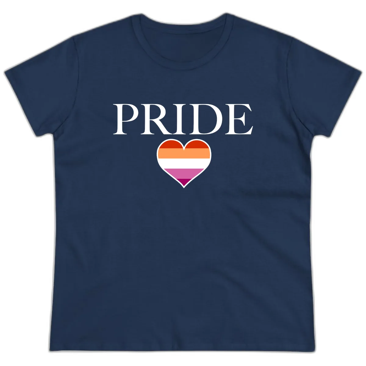 Pride Heart Flag Design Ladies Tee in Navy