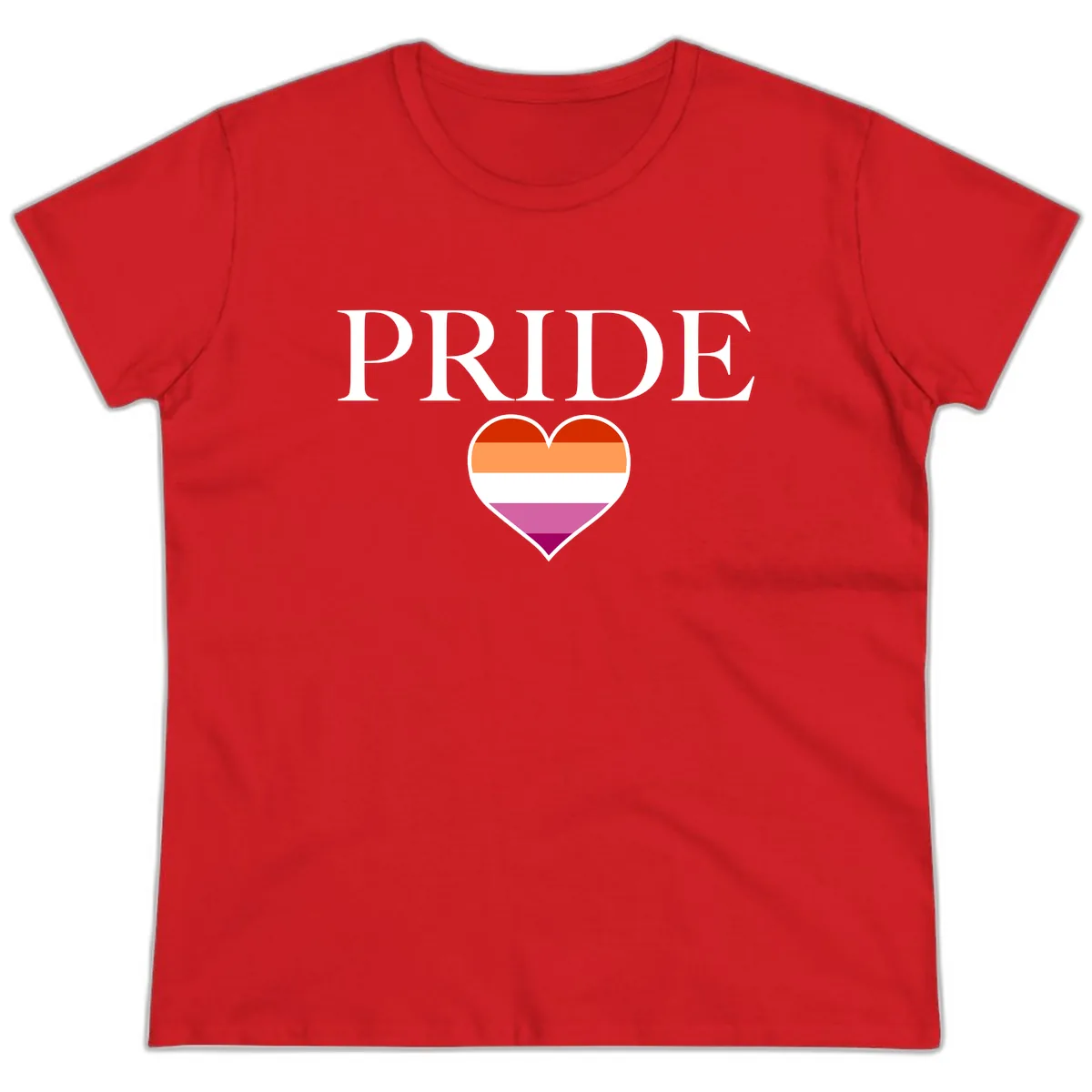 Pride Heart Flag Design Ladies Tee in Red