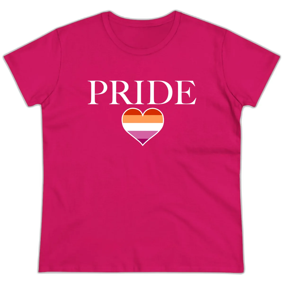 Pride Heart Flag Design Ladies Tee in Heliconia