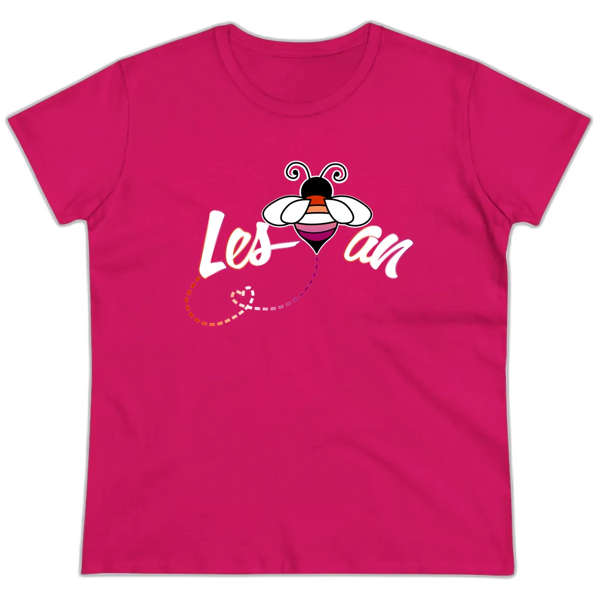 Love Bee Happy Pride Ladies Tee in Heliconia