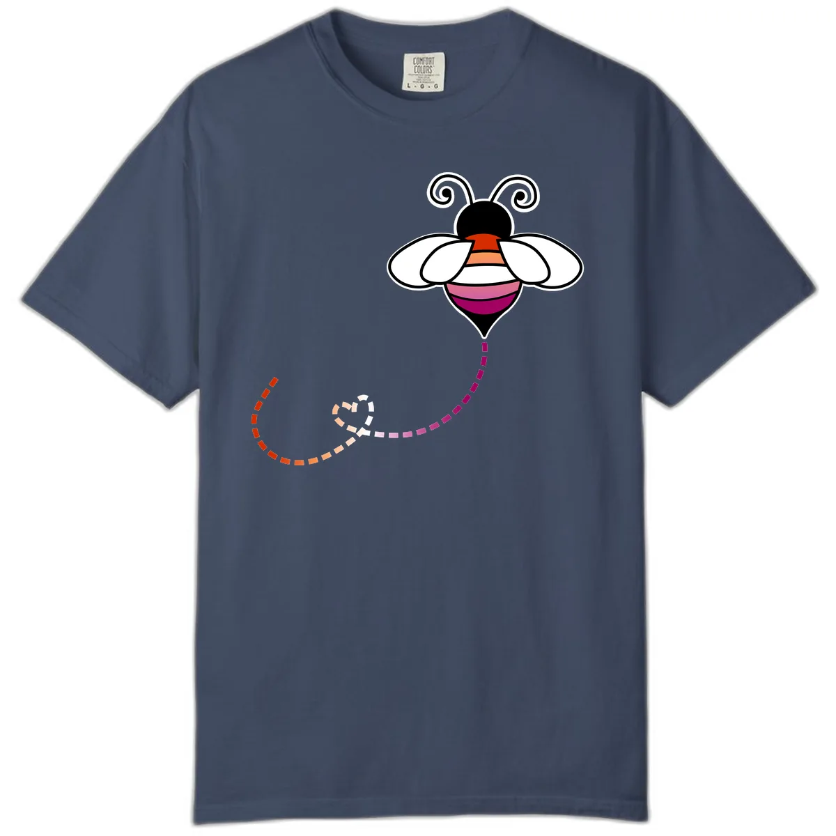 Rainbow Pride Bee With Flight Path Comfort Color in Midnight