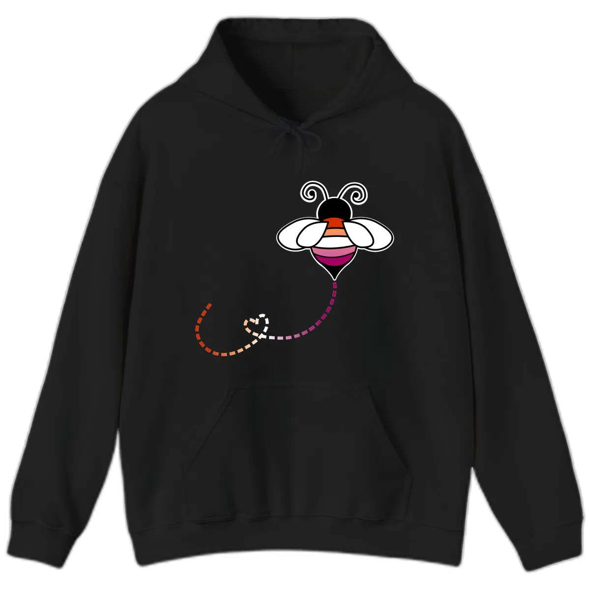 Rainbow Pride Bee With Flight Path Hoodie in Black