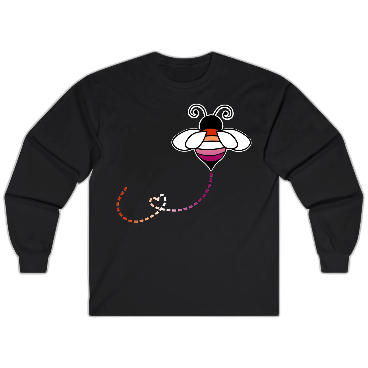 Rainbow Pride Bee With Flight Path Long Sleeve in Black