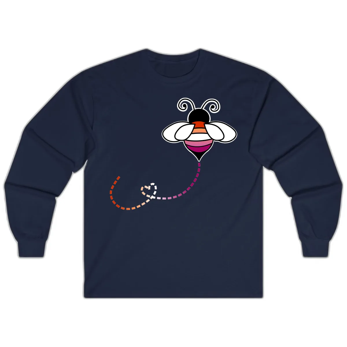 Rainbow Pride Bee With Flight Path Long Sleeve in Navy