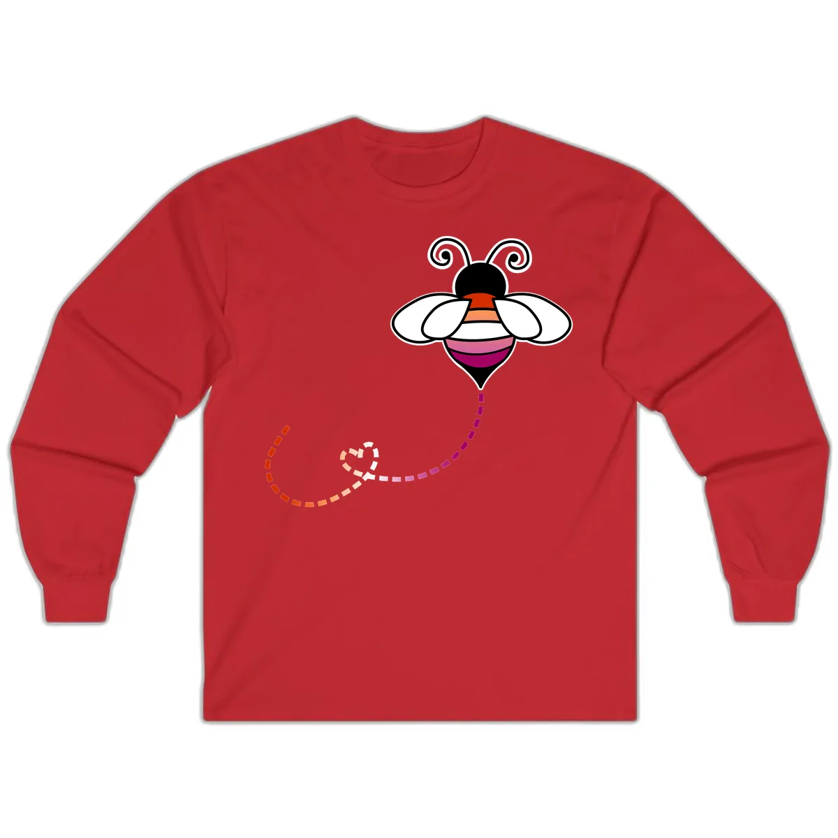 Rainbow Pride Bee With Flight Path Long Sleeve in Red
