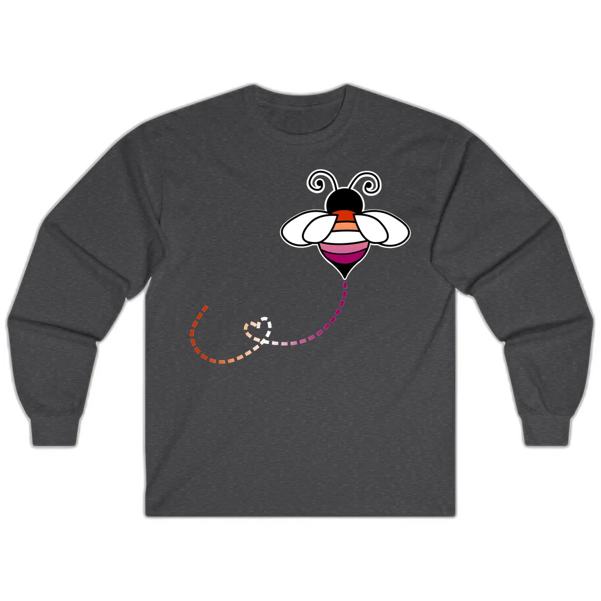 Rainbow Pride Bee With Flight Path Long Sleeve in Dark Heather