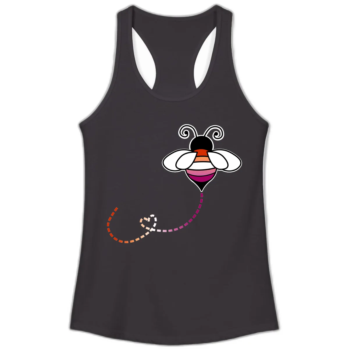 Rainbow Pride Bee With Flight Path Ladies Tank in Black