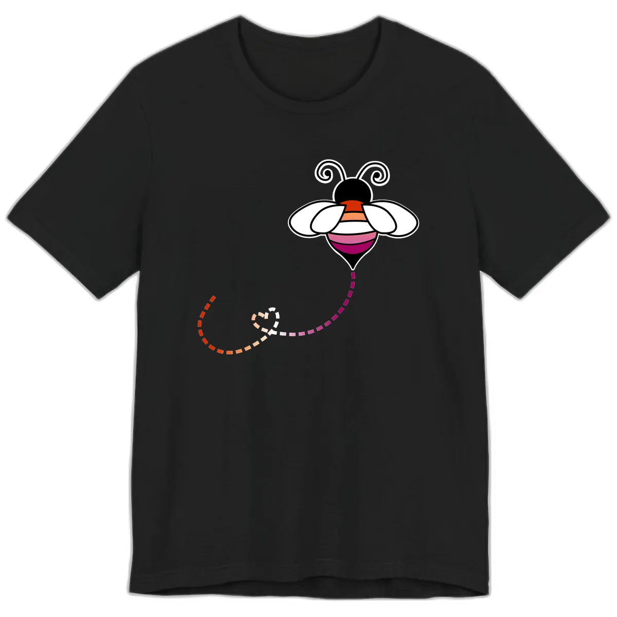 Rainbow Pride Bee With Flight Path Premium T-Shirt in Black