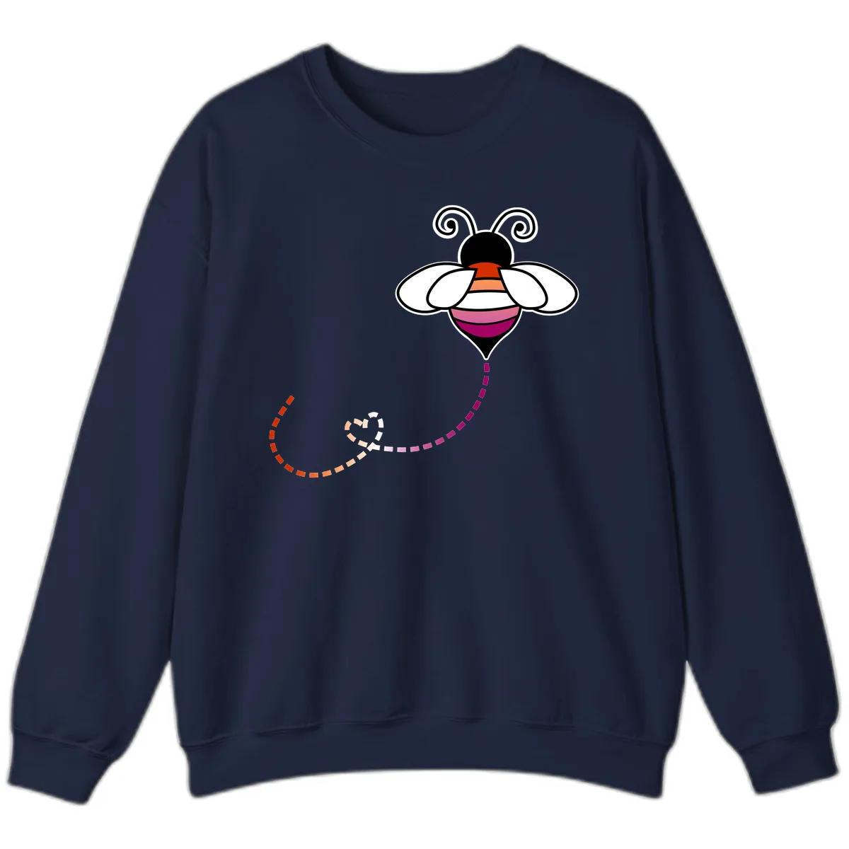 Rainbow Pride Bee With Flight Path Sweatshirt in Navy