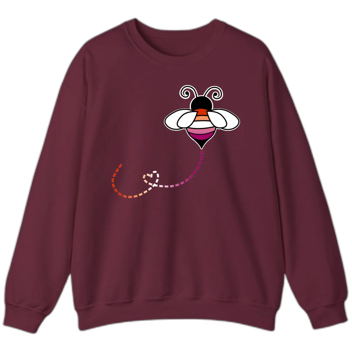 Rainbow Pride Bee With Flight Path Sweatshirt in Maroon