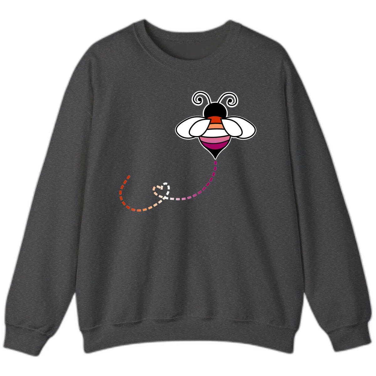 Rainbow Pride Bee With Flight Path Sweatshirt in Dark Heather